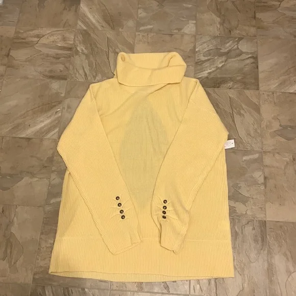 Open Back, Yellow, Cowl Neck Sweater by NY & Co - Picture 6 of 10